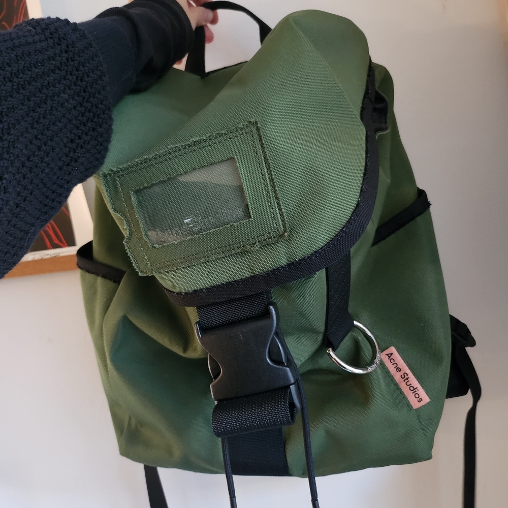 Acne Studios Green Canvas Multipocket Backpack